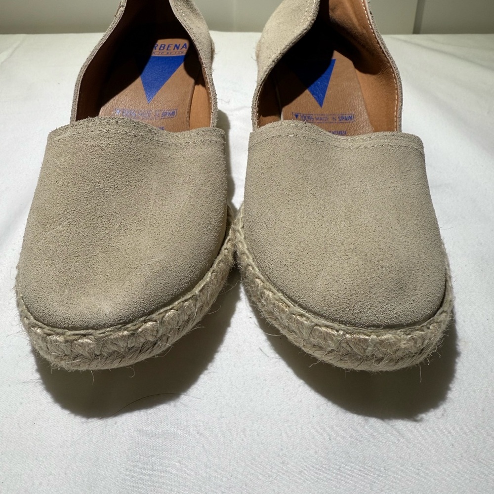 Verbenas Beige Leather Espadrille Flats